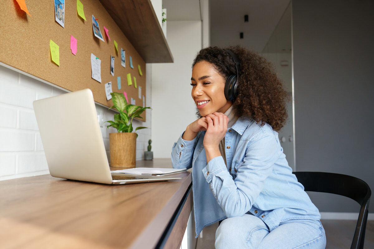 woman focused and looking enthusiastic